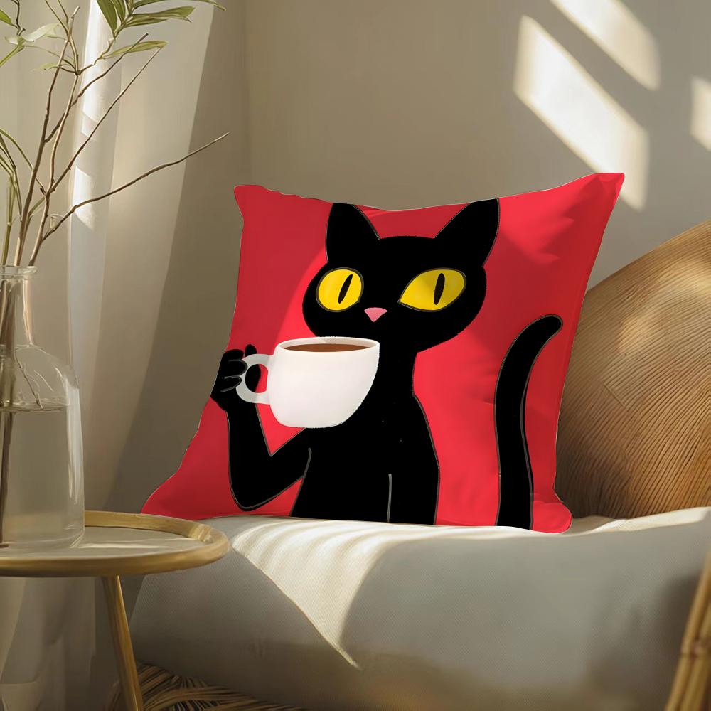 Funny And Surprising Cat Patterns Pillow Case Double-Sided Plush Sofa Cushion Covers Organic Breathable Invisible Zipper
