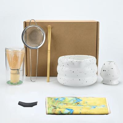 7-teiliges/Set Matcha-Teeset im japanischen Stil mit Werkzeughalter, inklusive Schale, Besen, Löffel, tolles Geschenk für die Zeremonie, traditionelles Japane