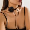 Salircon Gothic Satin Big Rose Flower Clavicle Necklace Fashion Korean Velvet Adjustable Rope Chain Choker Women Neck Jewelry