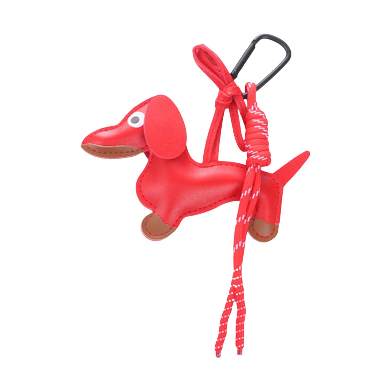 

Винтажный брелок для ключей в виде собаки таксы, уникальный стиль, прочные материалы PU, элегантный шарм для украшения сумки и ключей, ежедневное использование красный