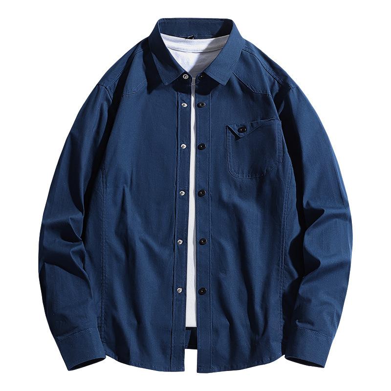 Pure Cotton Long-sleeved Shirt Spring Slim Casual Workwear Solid Color Large Size Spring New Shirt