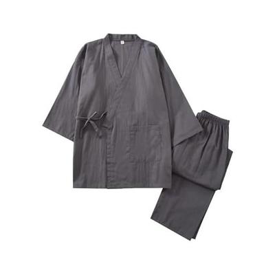 [GREATCALL] Pajamas, Men's, 100% Cotton, Double Gauze, Room Wear, Top and Bottom Set, Japanese Style, 3/4 Sleeves, Jinbei, Yukata, Soft,