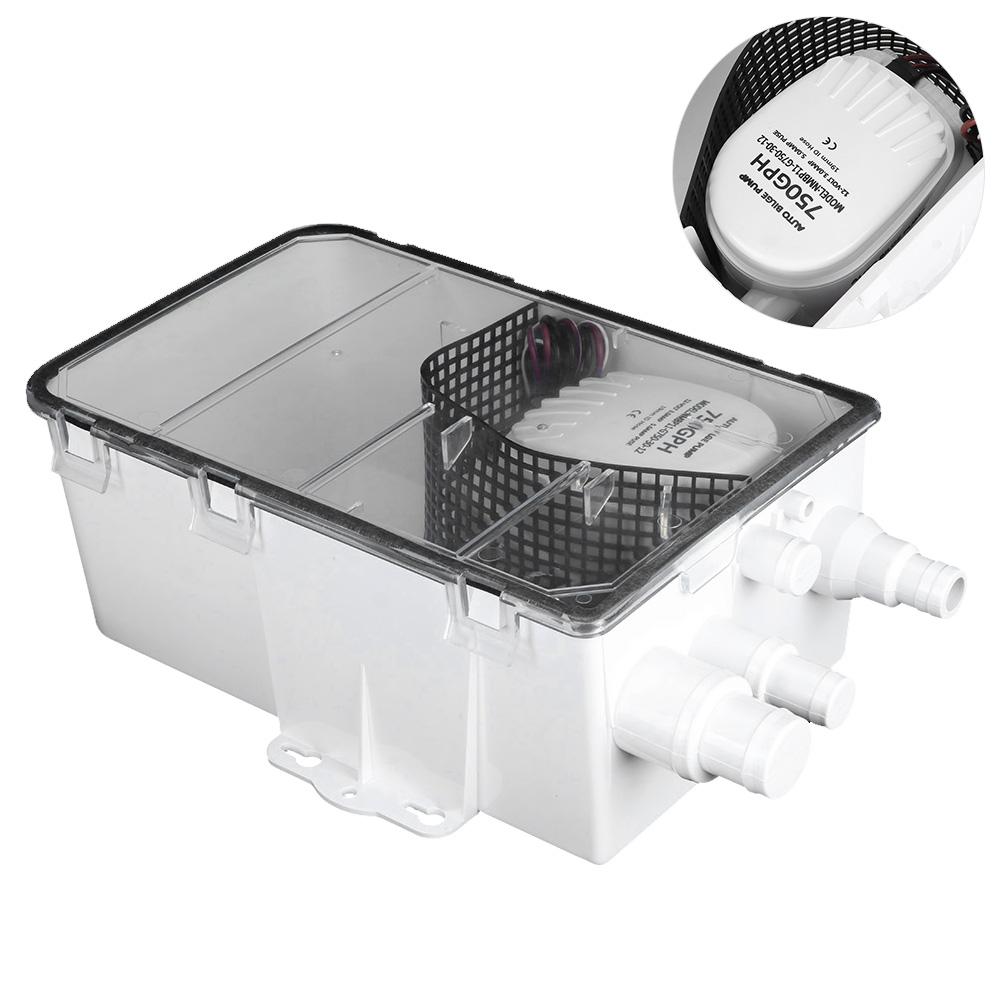 750GPH Shower Sump Marine Shower Pump Shower Sump Pump System Boat RV Bilge 12V 750GPH Marine Multi Port Drain Box Shower Sump