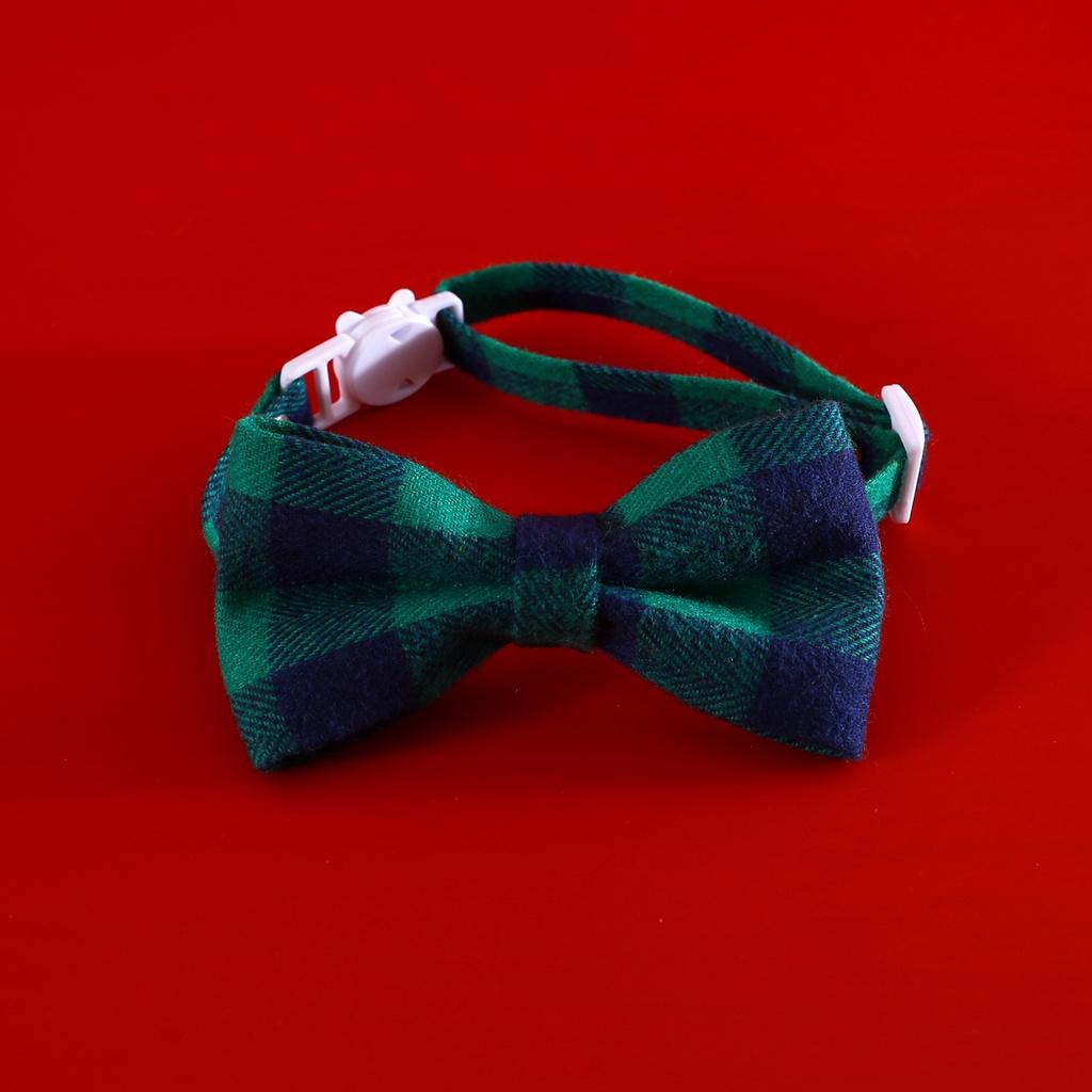 Colorful Plaid Pattern Pet Collar Christmas Bow Tie Design Cotton Material Suitable For All Seasons StyleB