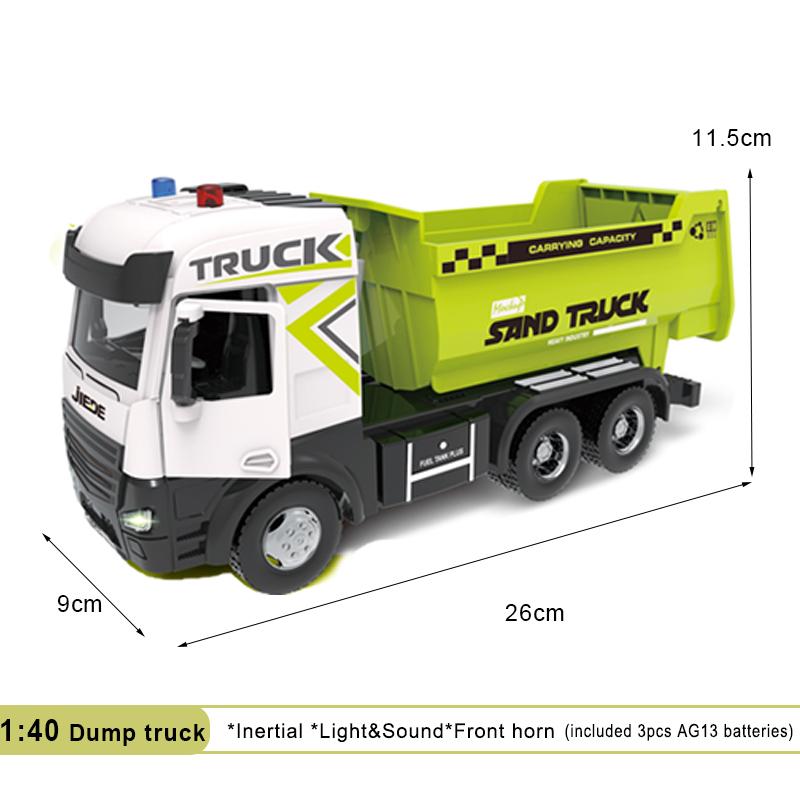 Dump Truck Alloy+Plastic Diecast Model Engineering Transport Play Vehicles Toys Sound Light Pull Back Collection Gift For Kids