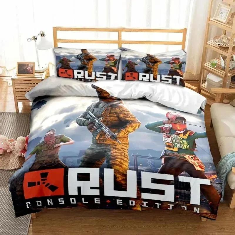 Rust Game Logo Printed Bedding Set Duvet Cover Bed Set Quilt Cover Pillowcase Comforter King Queen Size Boys Adult Bedding Set