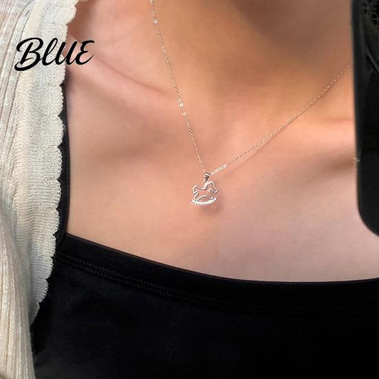 Lightweight Necklace Rocking Horse Pendant Women Charm Cute Exquisite Rhinestone