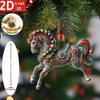 Funny Horse Acrylic Car Rearview Ornament 2D Flat Cartoon Prank Horse Automotive Interior Hanging Accessory for Tree Door Window Decor