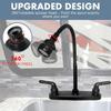 RV Kitchen Faucet,Camper RV Kitchen Sink Faucet Replacement With 2 Handles Flexible Spout 360 Swivel Rotatable Tri-Function Sprayer For