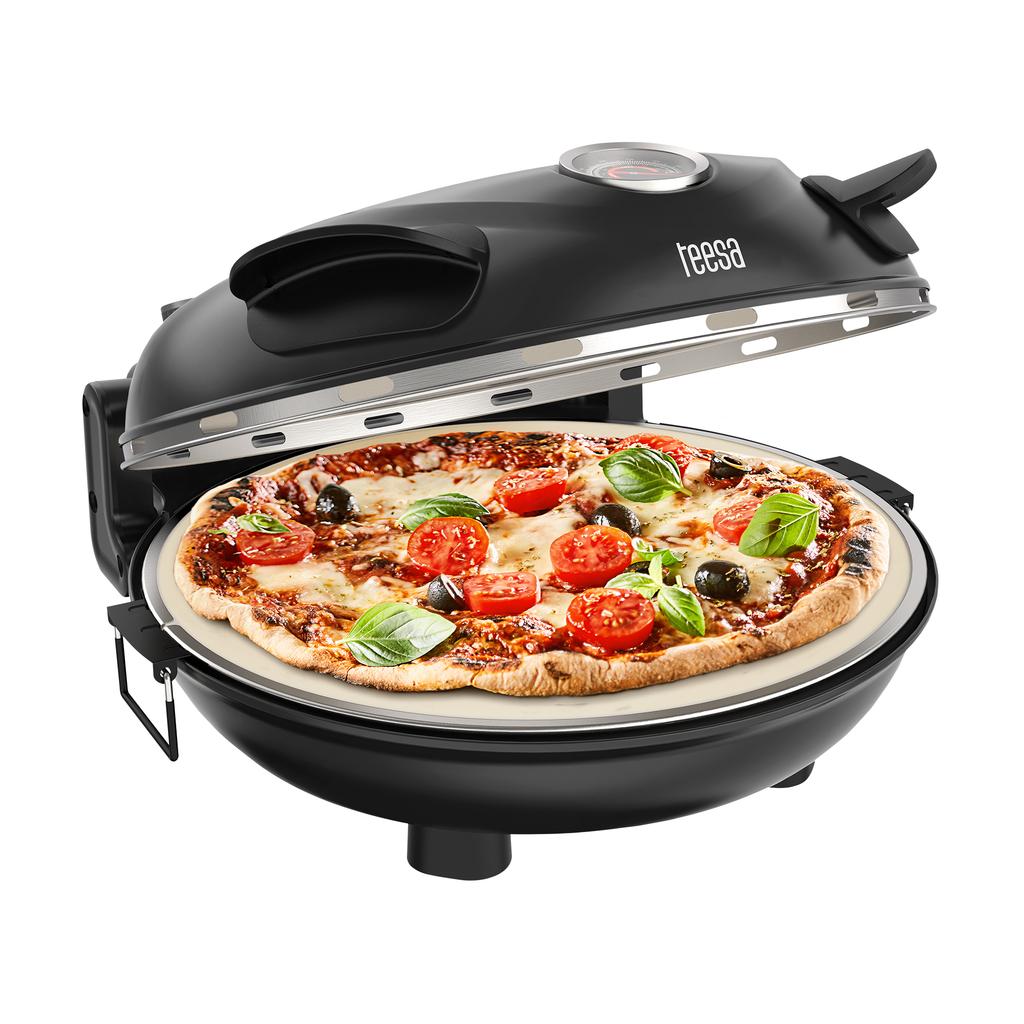 Teesa Pizzaofen 400°C 1200W Stein Fenster 2 Schaufeln