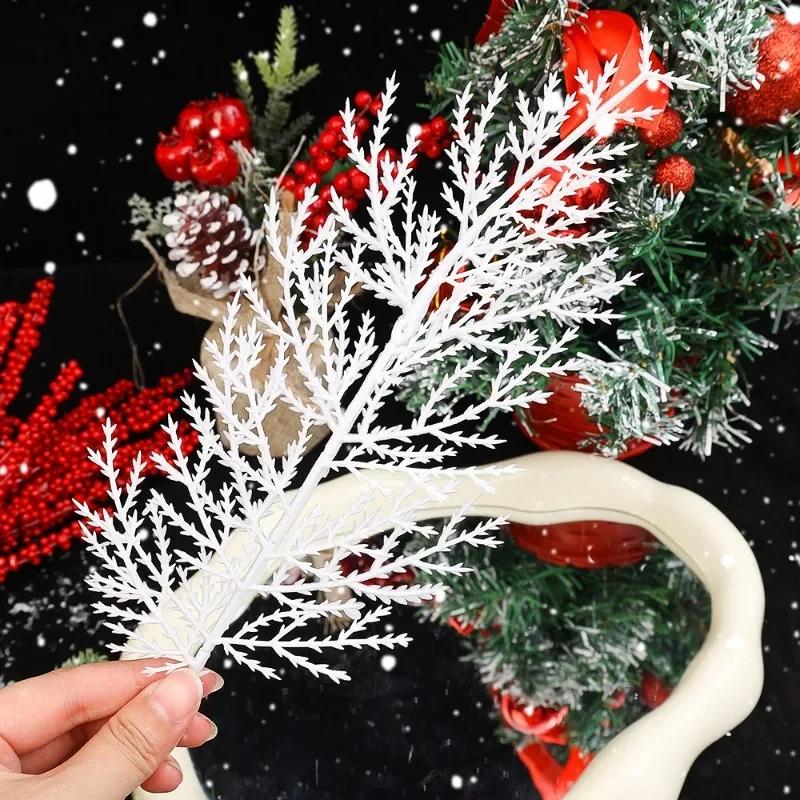 Christmas Artificial Pine Stems White Pine Branches Fake Plants DIY Xmas Tree Wreath New Year Party Gifts Table Decoration