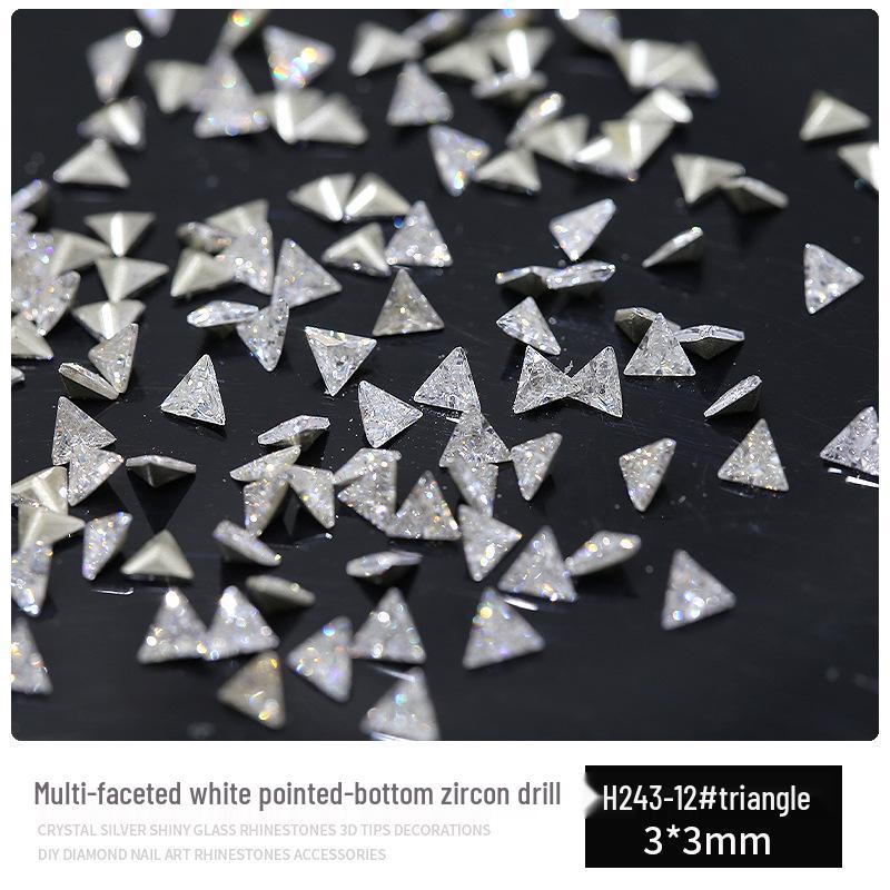 Multifaceted White Zircon Nail Ornaments - Super Shiny Marquise & Square Irregular Decorations