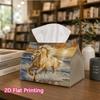 1pc, 2D Flat Printing, Tissue Box with Running Horses on The Beach Pattern Napkin Dispenser, Suitable for Home, Car, And Outdoor Gatherings, Tissue De
