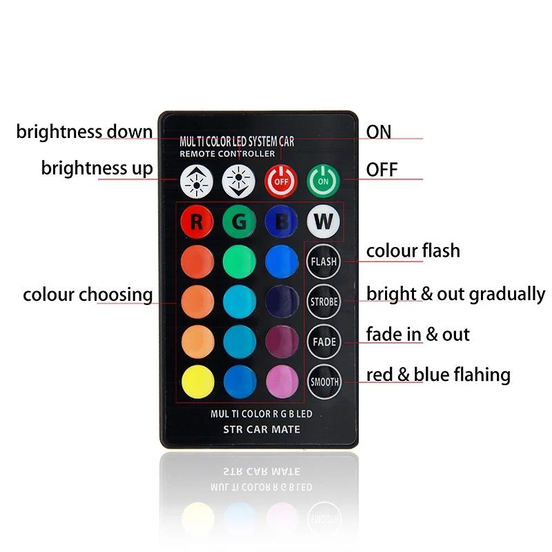 2/4pcs T10 W5W Led 194 168 W5W 5050 SMD Car Dome Reading Light Automobiles Wedge Lamp RGB LED Bulb With Remote Controller