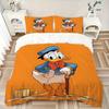 3-teiliges bedrucktes Steppdecken-Set mit Donald Duck Design in Orange, weiche und bequeme Steppdeckenhülle für Schlafzimmer, Gästezimmer W080