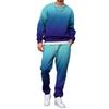 Men's Gradient Print Sweatshirt and Jogger Pants Set - Loose Fit Casual Two-Piece Outfit