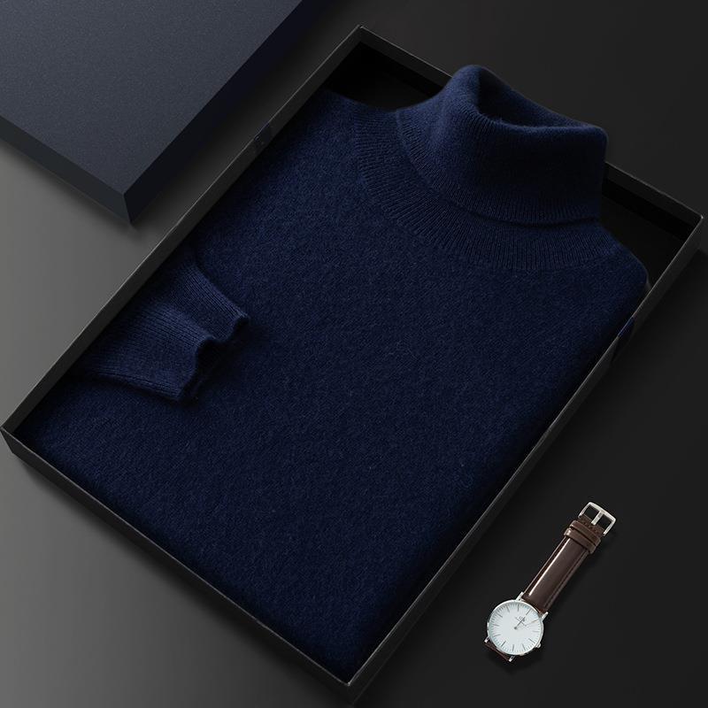 2025 Classic Solid Color Men's High Neck Loose Cashmere Sweater Pullover Knitwear