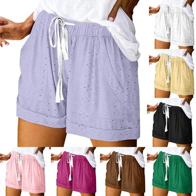 Lockere, bequeme, modische Shorts mit hoher Taille und elastischer Spitze für Damen
