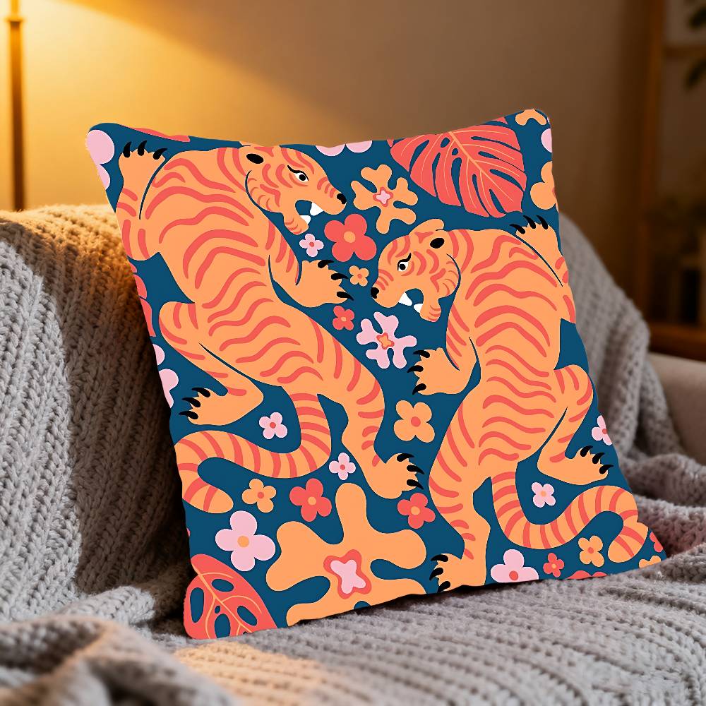 Fashion Leopard Art Tiger Pillow Case Throw Pillow Cover Nordic Style Cushion Covers Home Living Room Sofa Couch Seat Decor