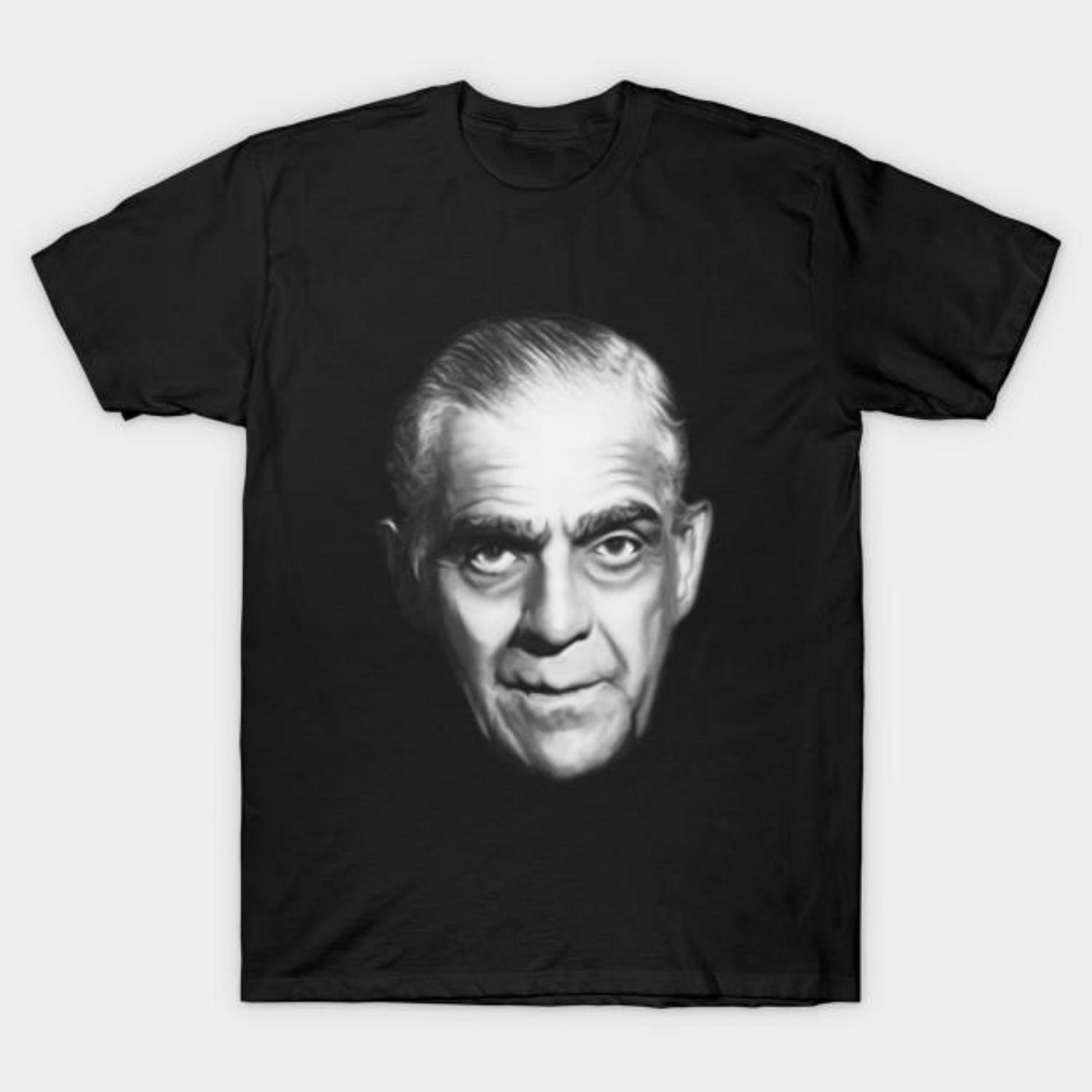 

Men Black Print T-shirt Karloff No-Cut Transfer Paper Print Cotton Tshirt XXXXXL чорний