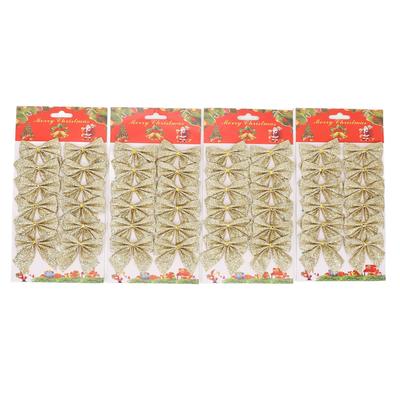48pcs Xmas Tree Bow Decoration Miniature Xmas Tree Bow Ornament Hanging Xmas Garland Bows For Home