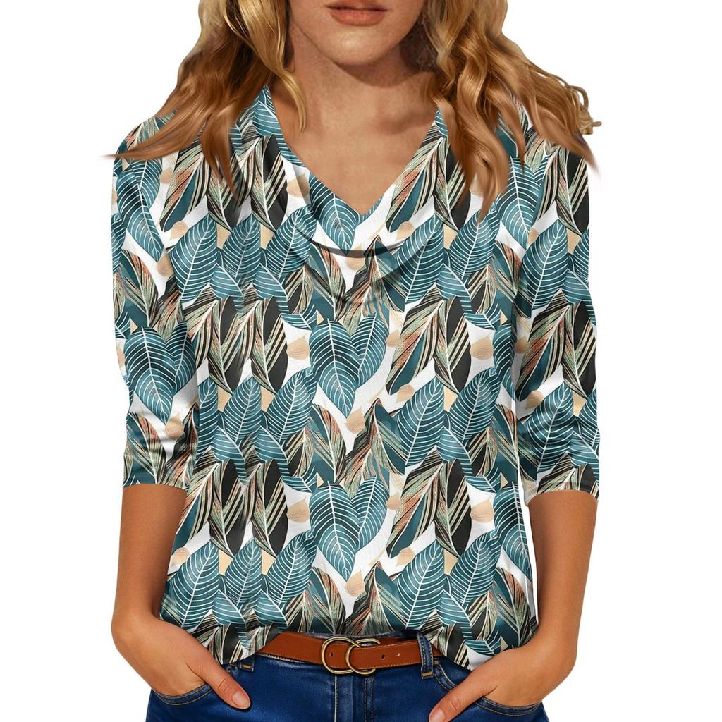 Kadınlar İçin Şık 3/4 Uzun Kollu Gömlekler İş Günlük Kıyafet Üstleri