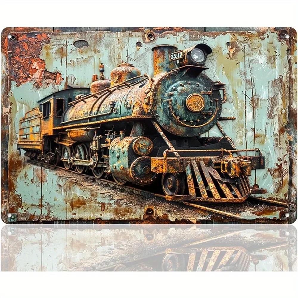 Vintage 3D Classic Car Train Poster Metal Tin Sign Plaque Hotel Cafe Wall Panel Garage Club Man Cave Bar Decoration