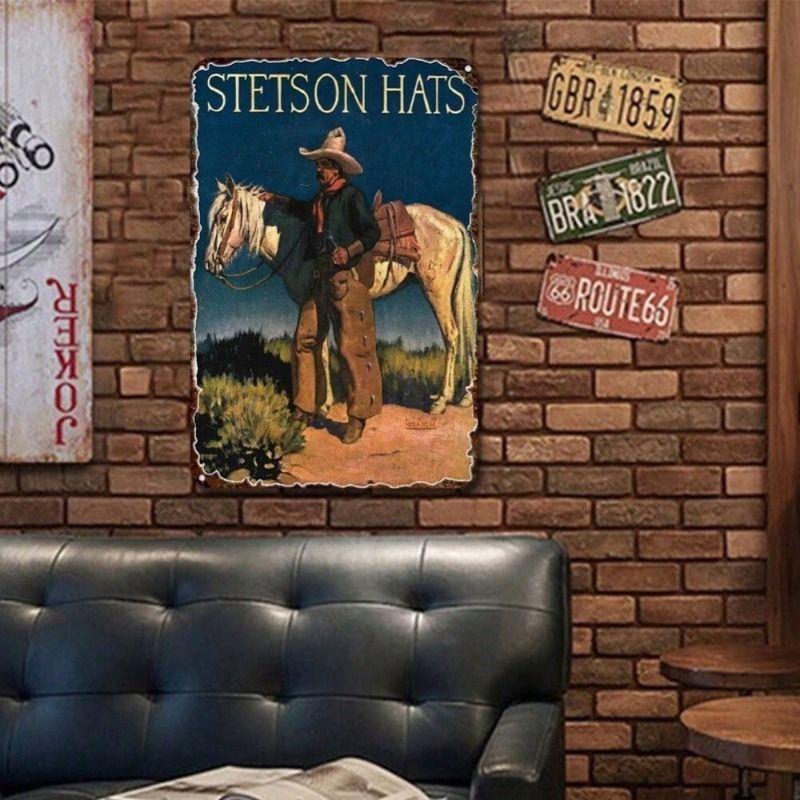 

Metal Wall Poster Vintage Cowboy Retro Decor for Home Bar Cafe
