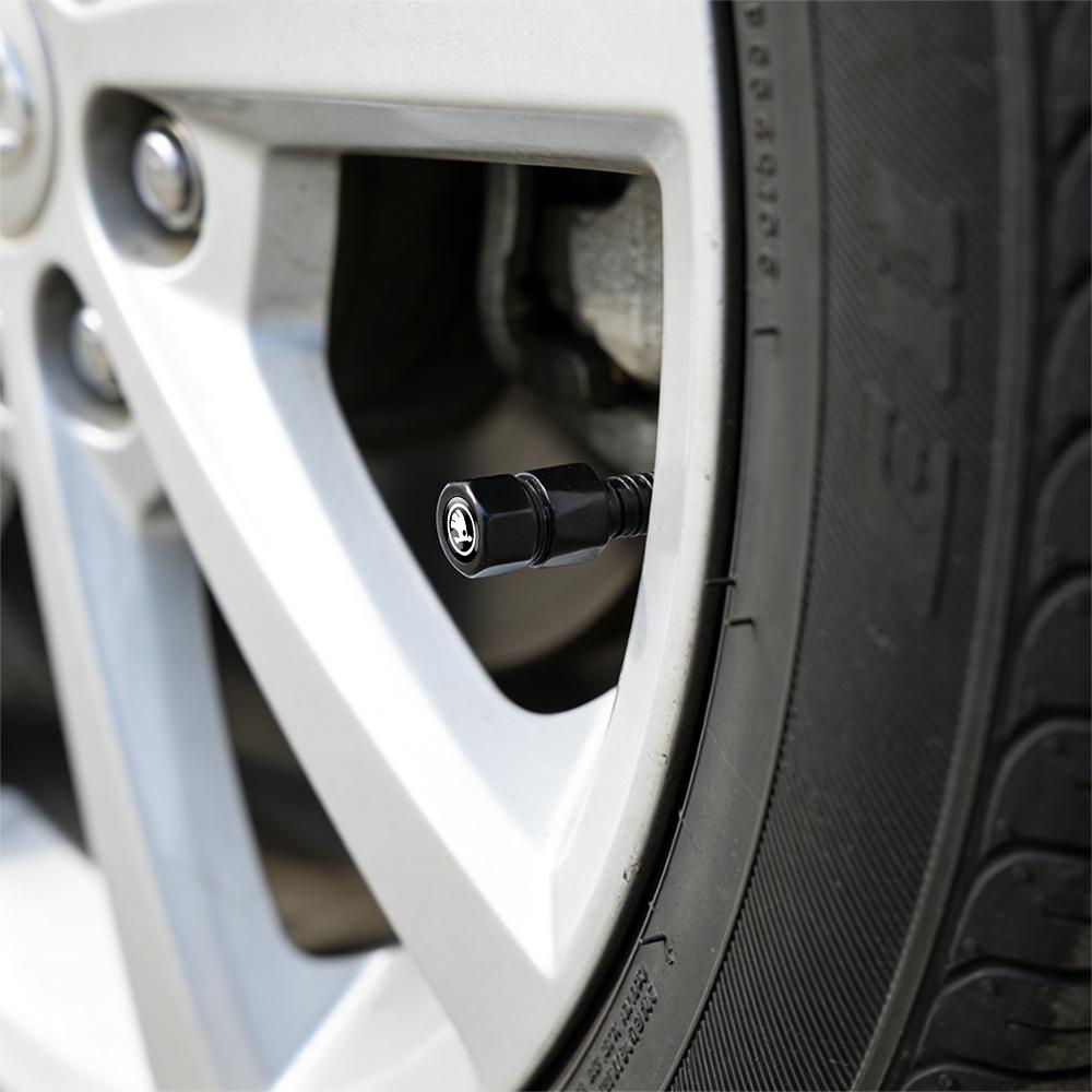 4Pcs Car Valve Cap Wheel Valves Dust Cover Tire Accessories For Skoda S VII Kodiaq Fabia Kamiq Karoq Octavia 3 A5 A7 Rapid Scala VO9