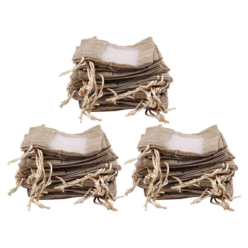 

BAAU 90Pcs Flax Organza Bags Burlap Drawstring Pouch Christmas Gifts Bag Wedding Party Bags For Coffee Beans Candy Makeup