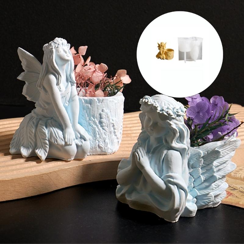High Temperature Resistant Silicone Mould for Succulent Planter Angel Figure Flower Pots Mold Office Desk Ornament Mold