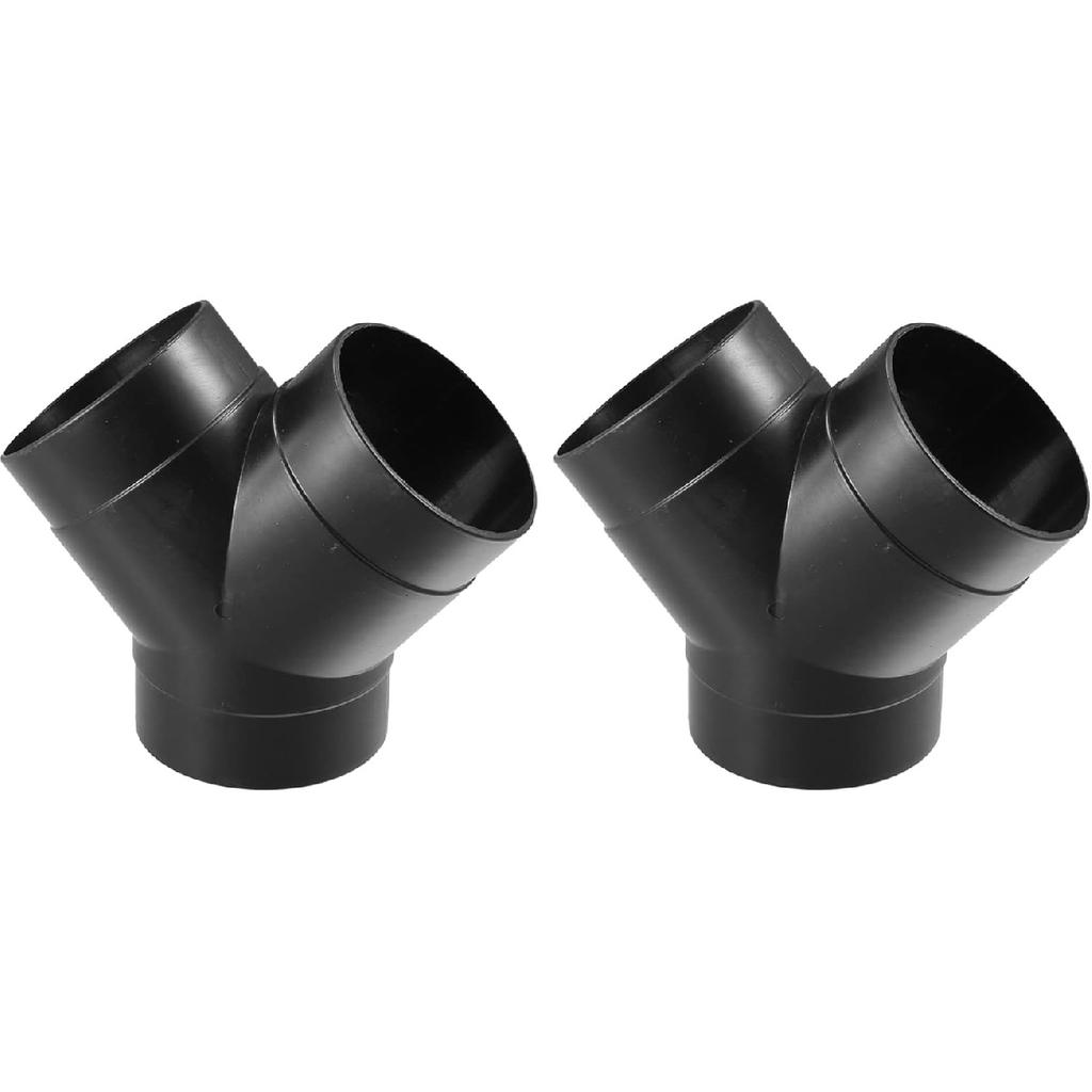 Y Piece Duct Air Ducting Connector Straight Air Heater Duct Joiner Connector Pipe 2.95'' 75mm OD Black (Set of 2)