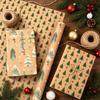 Vintage Kraft Christmas Gift Wrapping Paper Double Sided Print Kraft Roll Pine Tree Reindeer DIY Present Packaging Sheet