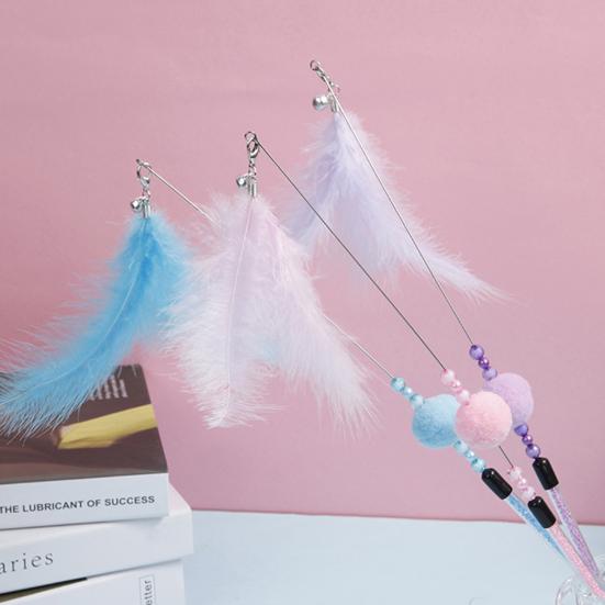 Yousheng Kitten Wand Comfortable Grip Enhance Emotion Bite Resistant PVC Cats Fishing Pole Feather Toy for Holiday