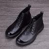 Martin boots men's winter leather boots round head high top velvet thickened waterproof tooling cotton shoes men