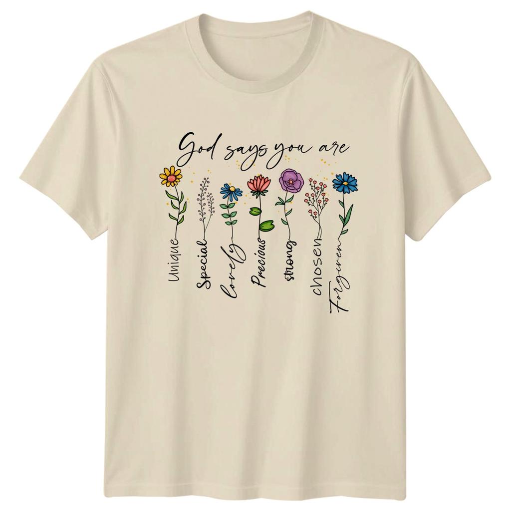 God Says You Are Unique Special Unisexs TShirt Wildflower Floral