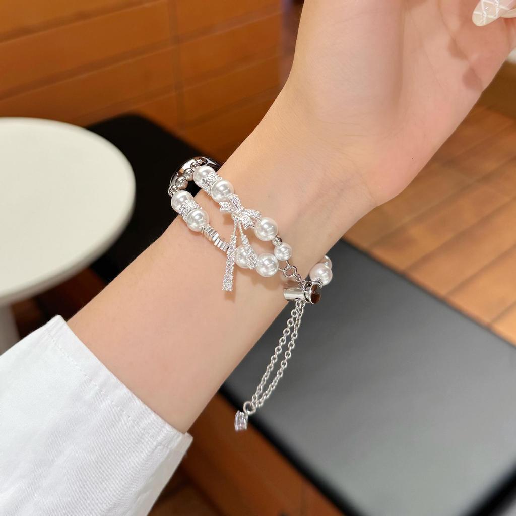 Pearl Bow Watch Band for Apple S11, SE, iWatch 109876, Huawei GT6, Xiaomi 9Pro