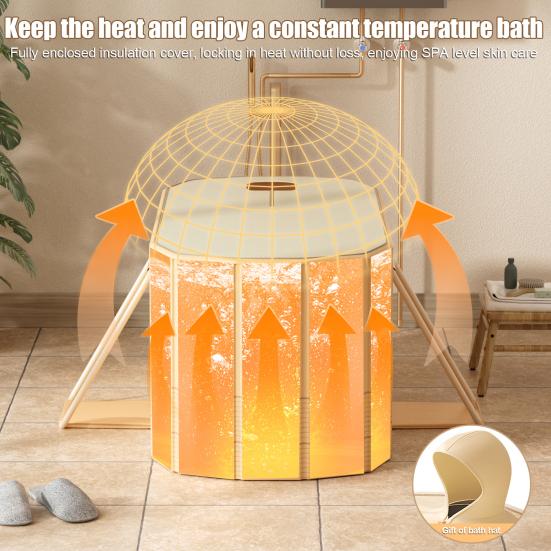 Badewanne für Erwachsene 120CM Tragbar Faltbar mit Thermodeckel Metallgestell, 5 Schichten Verdickt Bade-Wanne für Kinder Erwachsene, Robust
