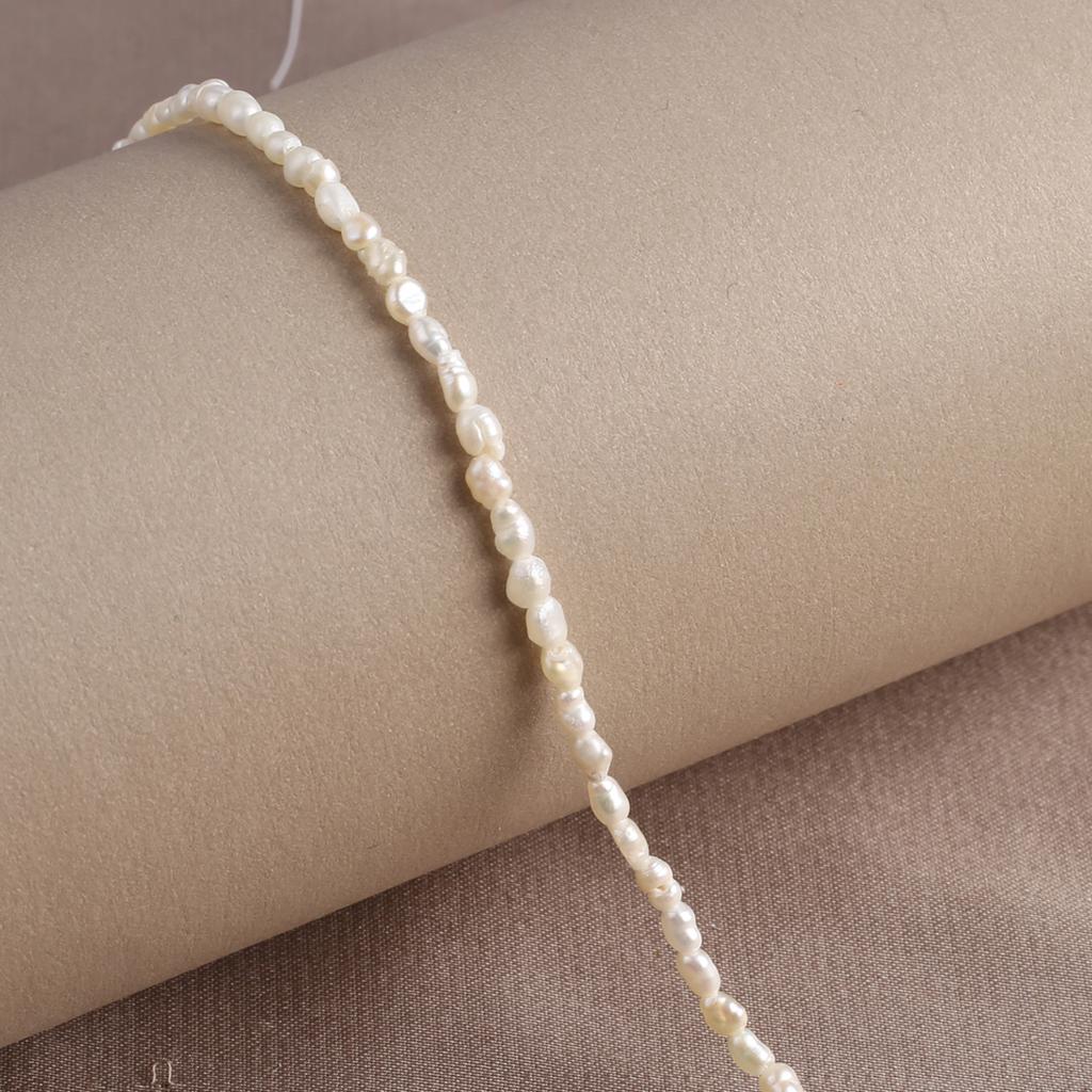 1String, White Natural Freshwater Pearls, Irregular Rice Pearl Beads, 1.8-2mm, for DIY Jewelry Making, Unique Birthday Party Wedding Crafts, 36cm