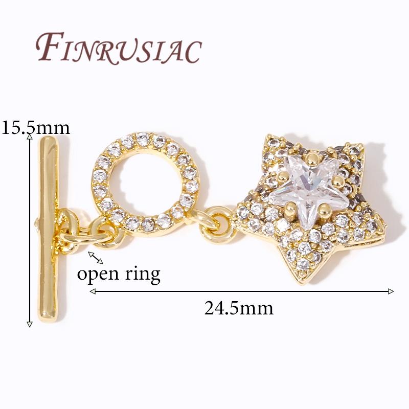18K Gold Plated Brass with Zircon End Clasps Connectors For Jewelry OT Toggle Clasp For Necklace,DIY Bracelets Accessories