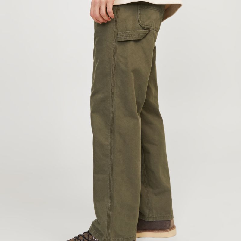 Pantalon cargo kaki eddie baggy fit coton Homme JACK & JONES