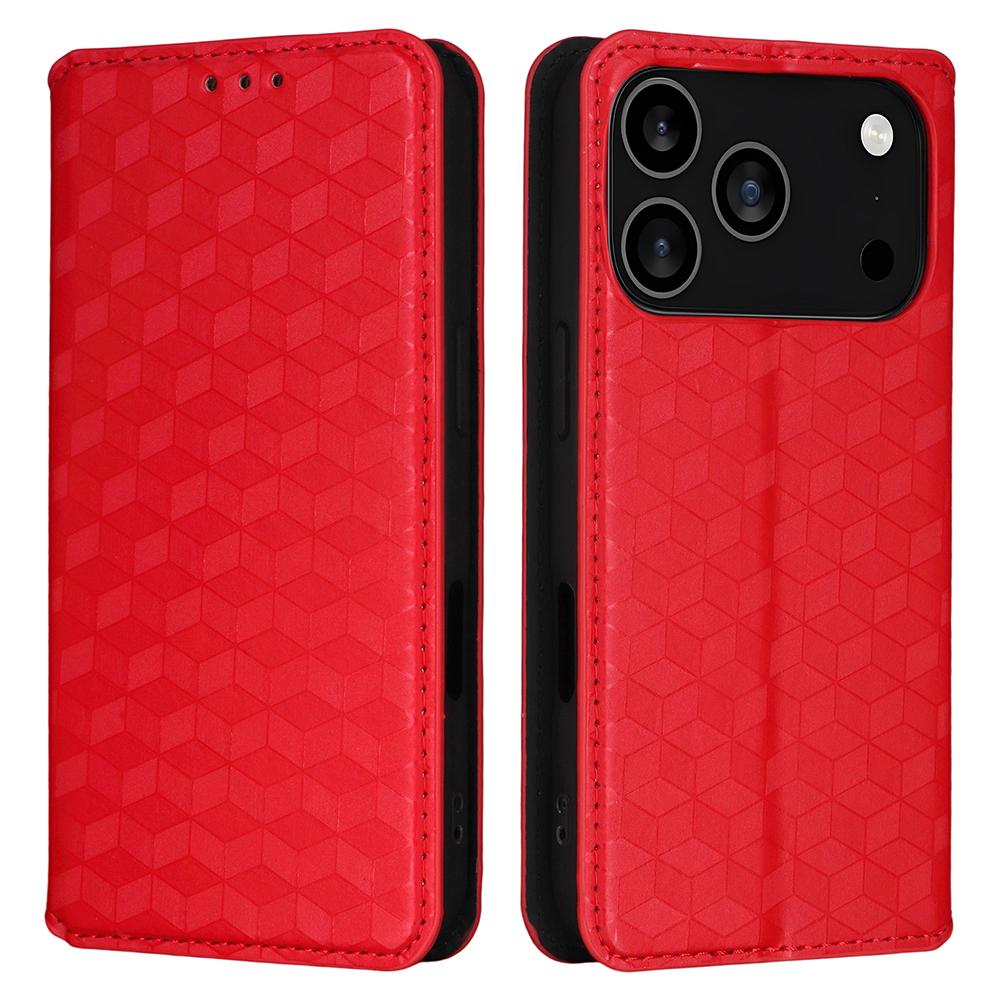 For iPhone 17 Pro Case Wallet Rhombus Imprinted Leather Phone Cover