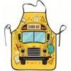 1pc Yellow Cartoon Minibus Apron, Made of Durable and Easy-to-clean Polyester, with an Adjustable Waist Belt, Suitable for Kitchen Cooking, Gardening,