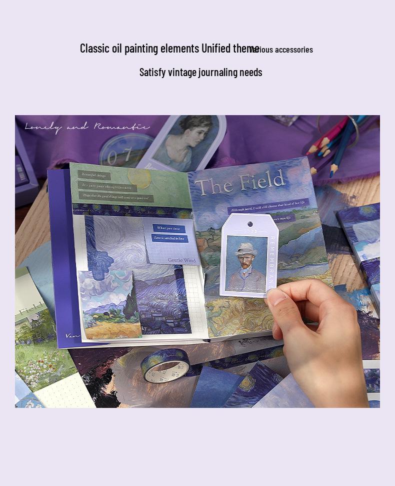 Retro Literarischer Stil Journal Geschenkbox Set: Europäische & Amerikanische Ölmalerei Design Notizbücher