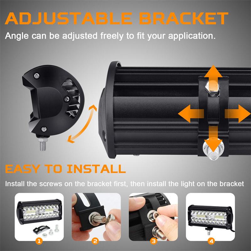 2Pcs 7'' Led Work Light Bar 800W Spot Flood Beams Combo For Car Tractor Boat Offroad Truck Suv Atv Car Repairing Lights