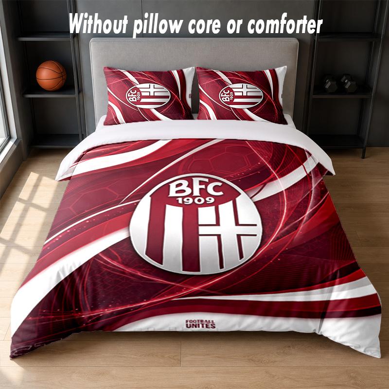 Bologna FC Design Bed Bedding Set 1 Duvet Cover + 2 Pillowcases Soft Breathable Household Bed Linens