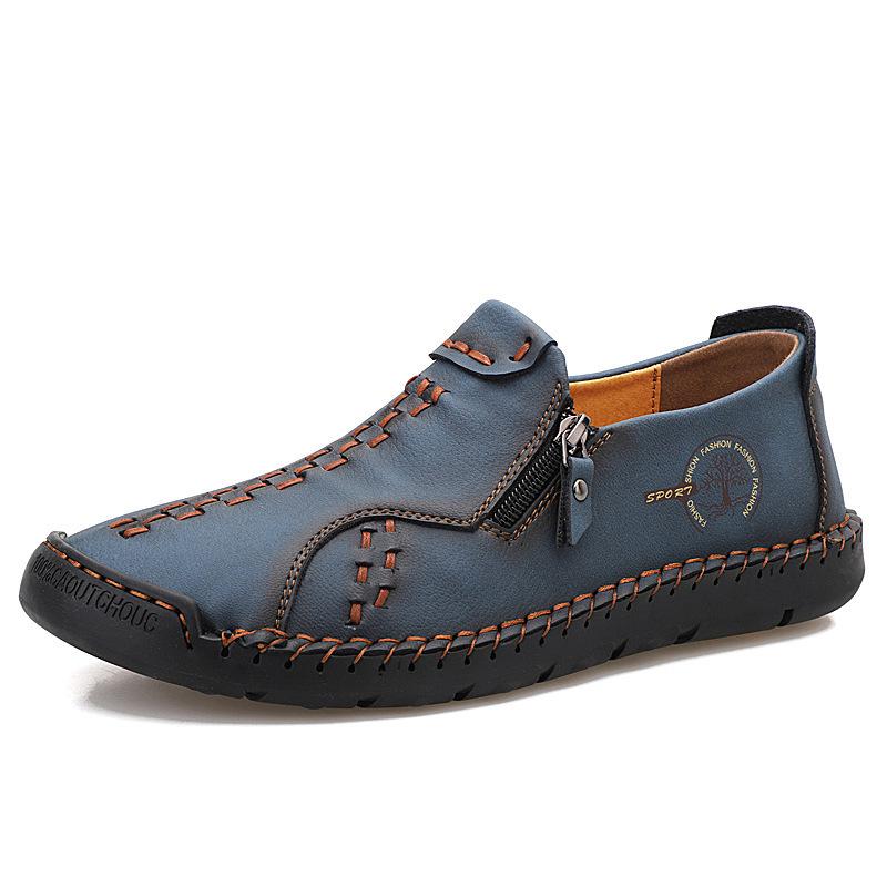 2021 Spring Men s Fashion Casual Leather Shoes - Trendy Mid-Top, Large Size 44