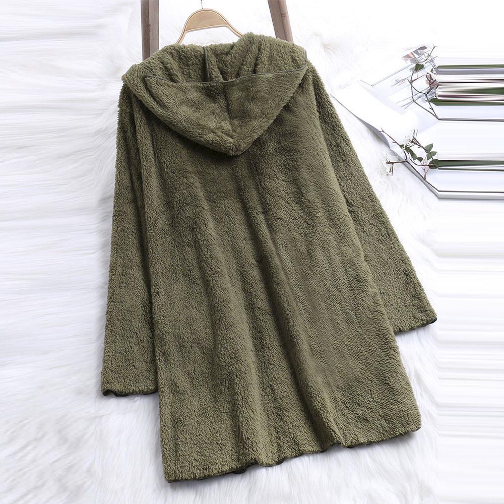 Womens Ladies Artificial Wool Coat Zipper Jacket Winter Outerwear