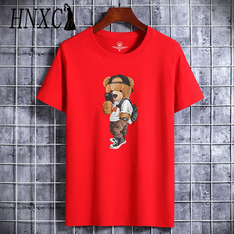 

Футболка с коротким рукавом из хлопка HNXC, мужская модная свободная рубашка с коротким рукавом и принтом «Сострадательная рубашка» XXXXXXL красный