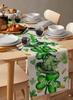 Spring St.Patrick Clovers Lucky Hats Linen Table Runner Party Decor Washable Kitchen Dining Table Runner St.Patrick Decorations